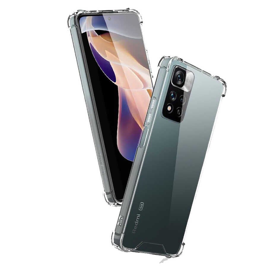 Xiaomi Redmi Note 11 Pro Plus 5G Kılıf Nitro Anti Shock Darbe Emici Köşe Korumalı Şeffaf Silikon Kapak Renksiz