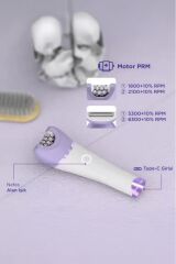 TEP-02 Beyaz 6 Başlıklı (Yüz+Koltuk Altı+Bikini Bölgesi+Bacak) Islak Ve Kuru Kablosuz Epilatö