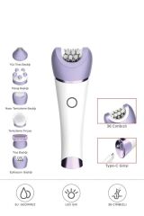 TEP-02 Beyaz 6 Başlıklı (Yüz+Koltuk Altı+Bikini Bölgesi+Bacak) Islak Ve Kuru Kablosuz Epilatö