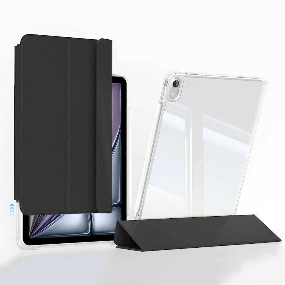 iPad Air 11 2024 Kılıf Magnetik Ayrılabilen Airbagli Sliding Tablet Kılıfı Siyah