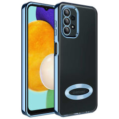 Samsung Galaxy A13 4G Kılıf Kamera Korumalı Logo Gösteren Omega Kapak Sierra Mavi