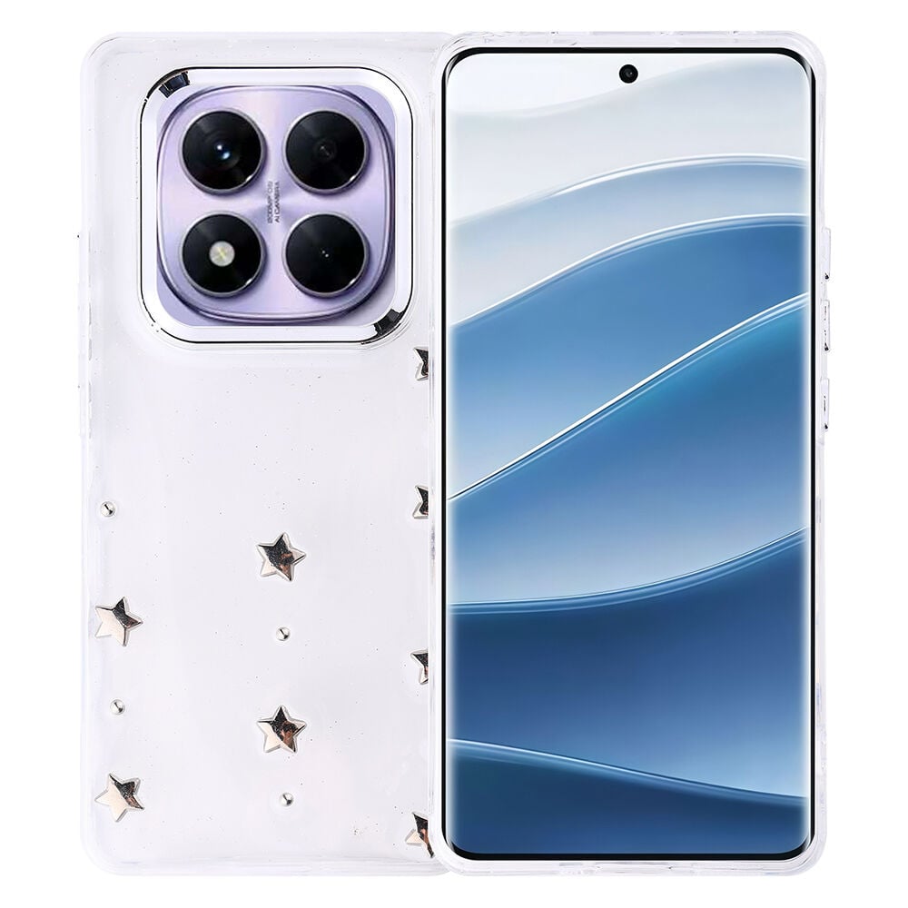 Xiaomi Redmi Note 14 Pro Plus Kılıf Airbag Tasarımlı Simli Şeffaf Kutup Kapak