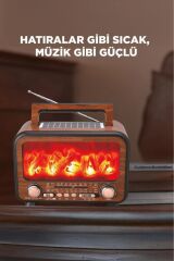 Şömine Görünümlü Solar Güneş Enerji Ahşap Nostalji Bluetooth Usb Sd Mp3 Radyo Müzik Kutusu