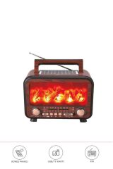 Şömine Görünümlü Solar Güneş Enerji Ahşap Nostalji Bluetooth Usb Sd Mp3 Radyo Müzik Kutusu