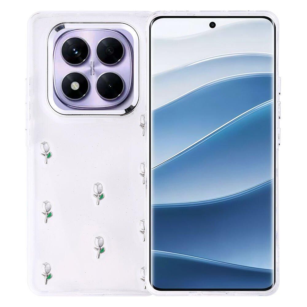 Xiaomi Redmi Note 14 Pro Plus Kılıf Airbag Tasarımlı Simli Şeffaf Kutup Kapak Lale