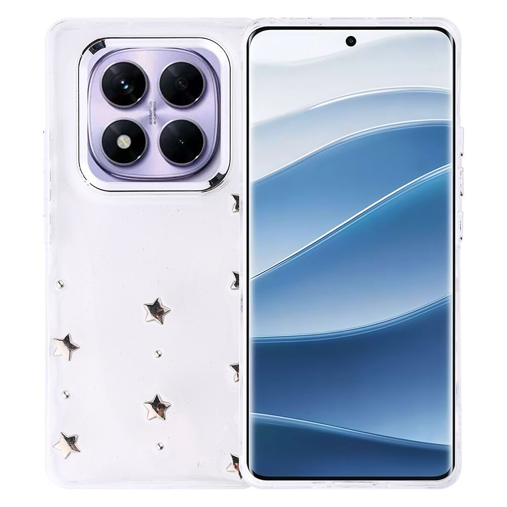 Xiaomi Redmi Note 14 Pro Plus Kılıf Airbag Tasarımlı Simli Şeffaf Kutup Kapak Yıldız