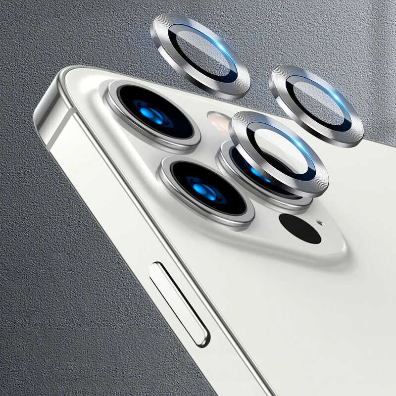 iPhone 13 Pro CL-04 Kamera Lens Koruyucu Gümüş