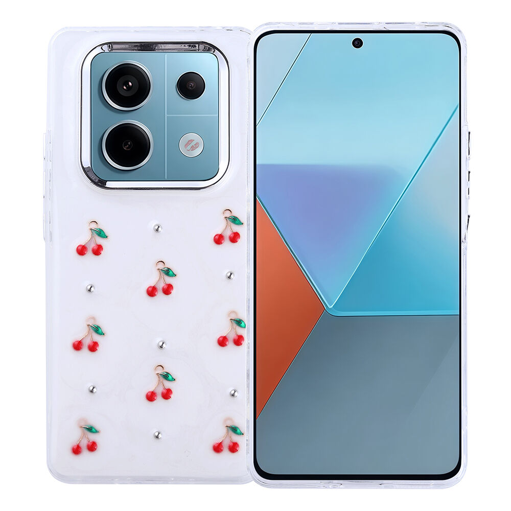 Xiaomi Redmi Note 14 Pro 4G Kılıf Airbag Tasarımlı Simli Şeffaf Kutup Kapak Kiraz