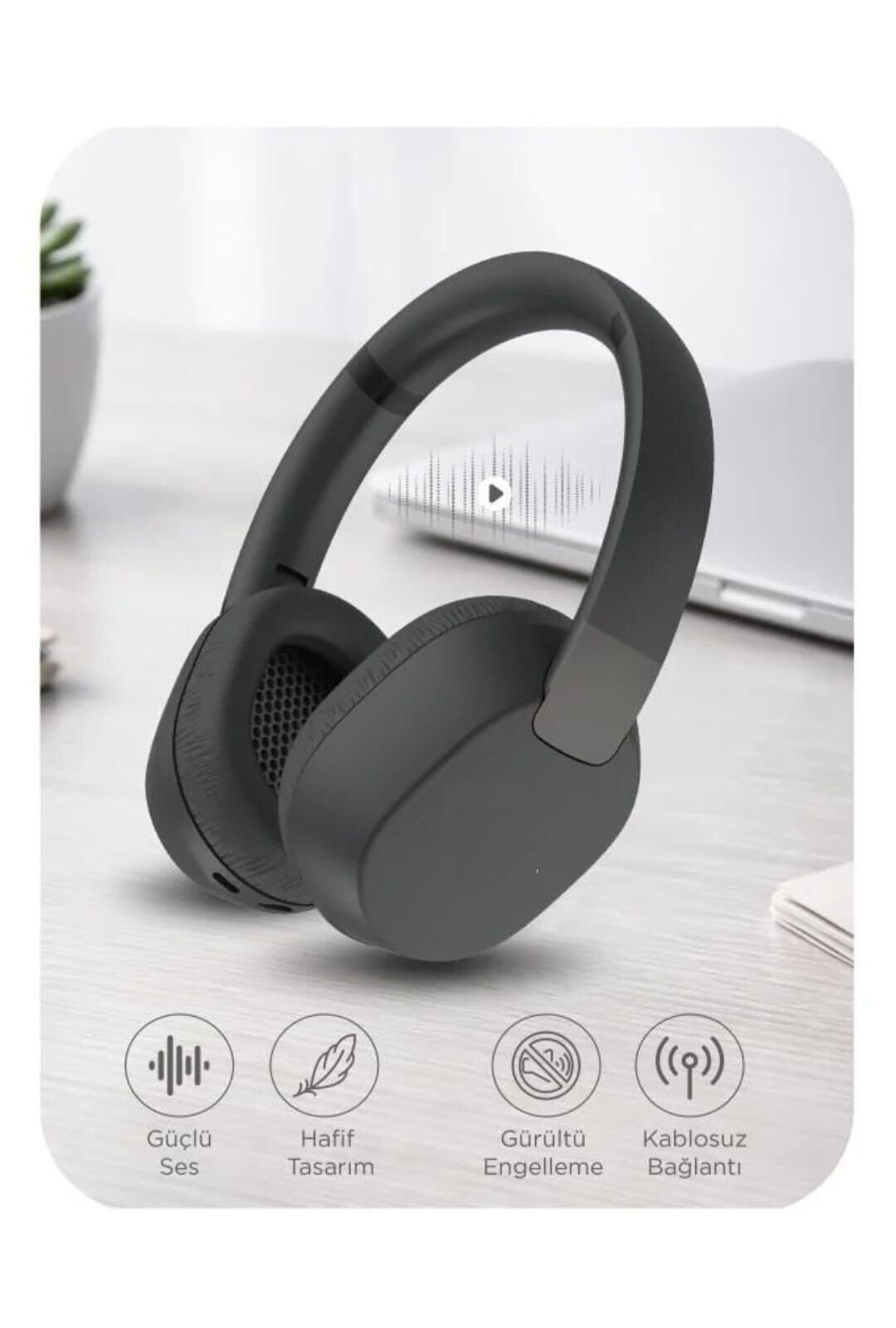 Bluetooth Kulaklık Kulak Üstü Kablosuz Kulaklık HD50 Siyah