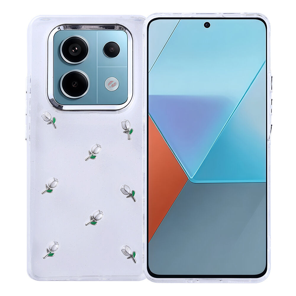 Xiaomi Redmi Note 14 Pro 4G Kılıf Airbag Tasarımlı Simli Şeffaf Kutup Kapak Lale