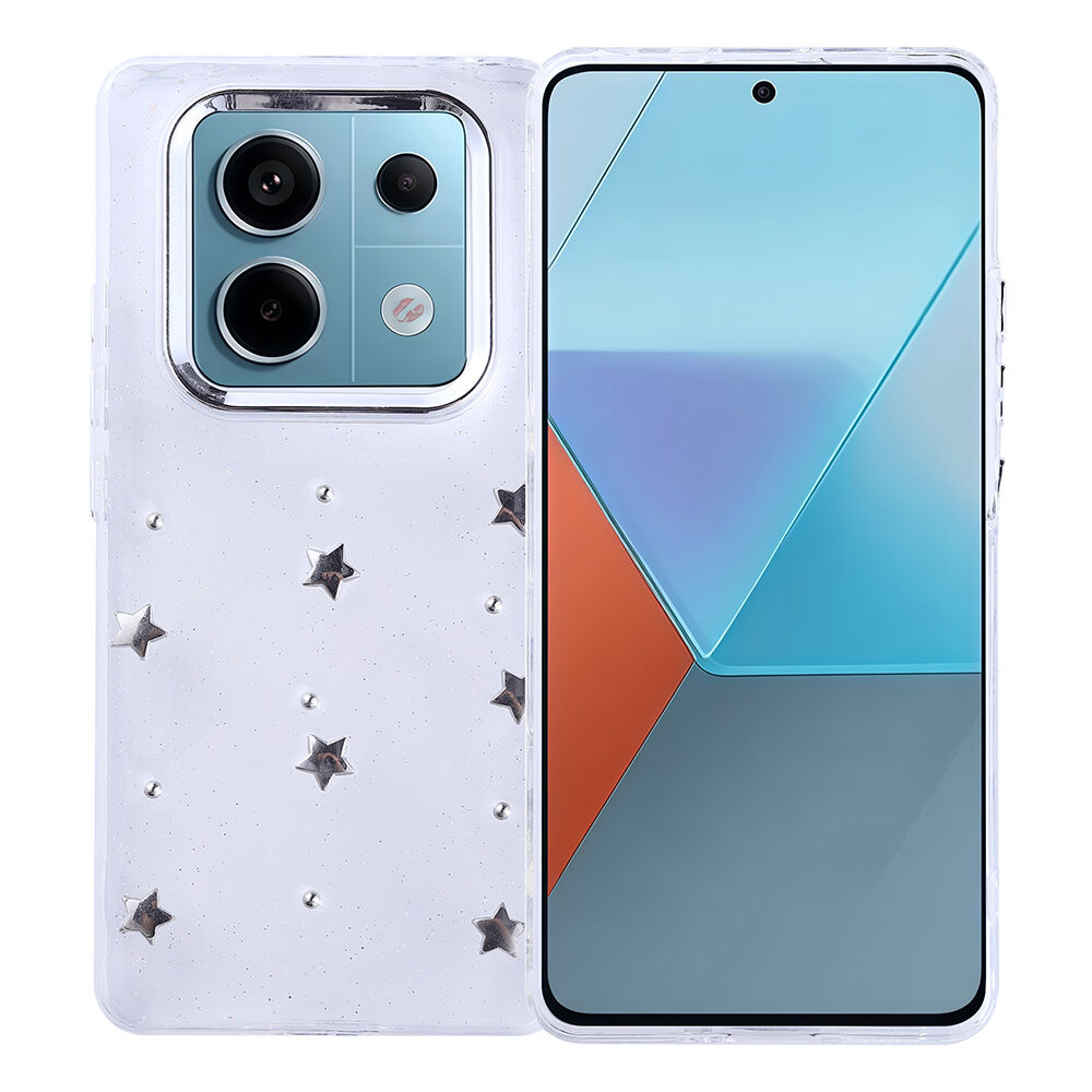Xiaomi Redmi Note 14 Pro 4G Kılıf Airbag Tasarımlı Simli Şeffaf Kutup Kapak Yıldız