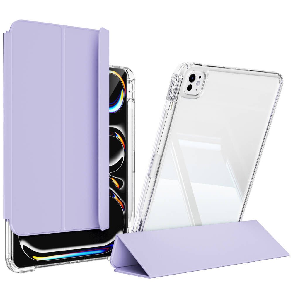 iPad Pro 13 2024 Kılıf Magnetik Ayrılabilen Airbagli Sliding Tablet Kılıfı Lavender