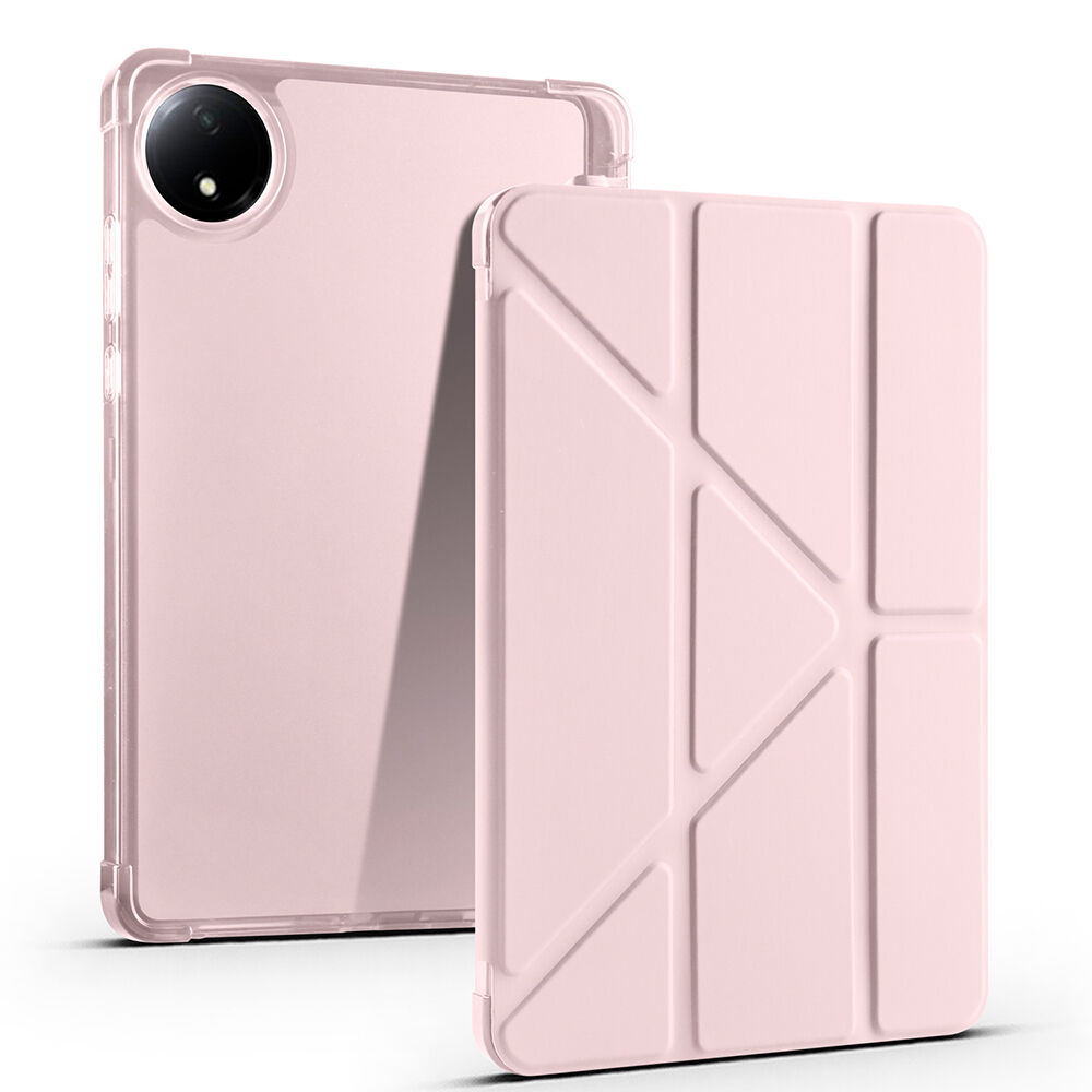 Xiaomi Redmi Pad SE 8.7 Kılıf Tri Folding Kalem Bölmeli Standlı Kılıf Rose Gold