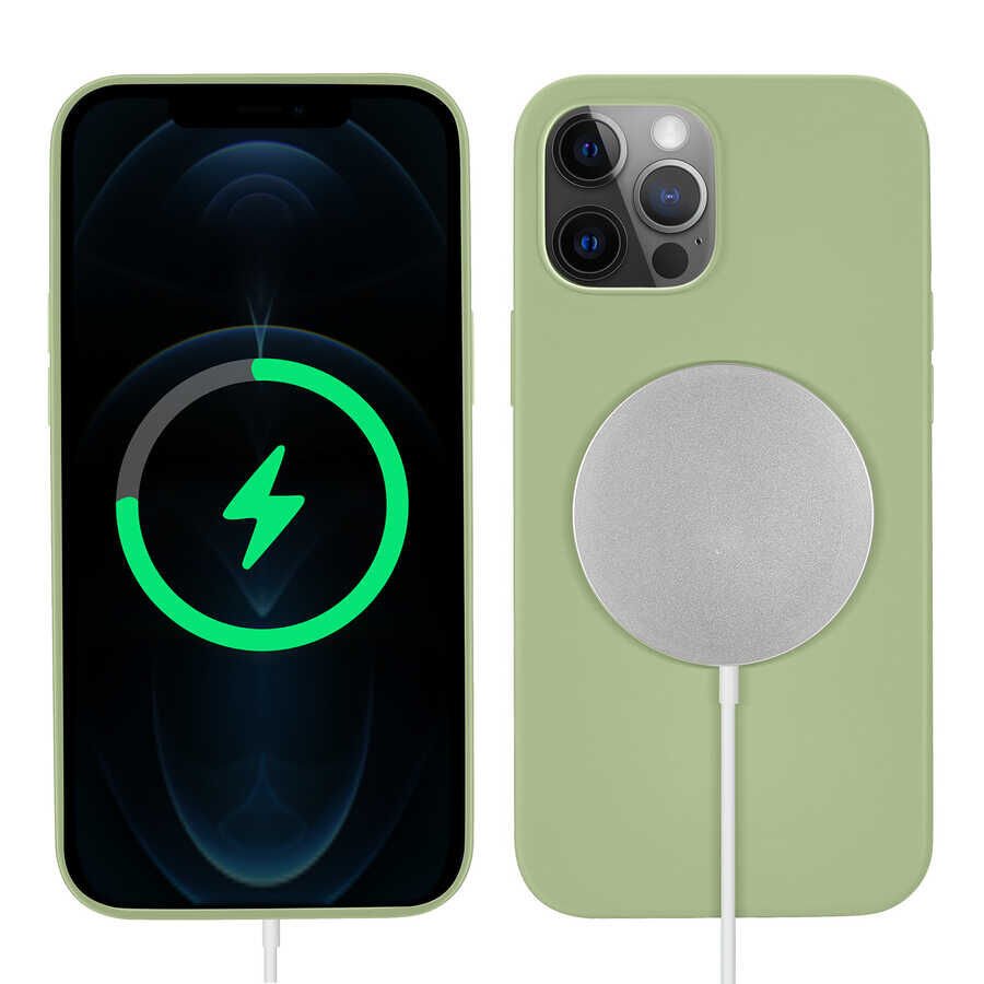 iPhone 13 Pro Kılıf Silksafe Wireless Kapak Açık Yeşil
