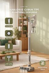 Kablosuz Katlanabilir Hafif UV Işıklı Dikey Şarjlı Süpürge 300W 21KPa CSVC-100