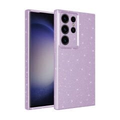 Samsung Galaxy S24 Ultra Kılıf Kamera Korumalı Simli Lüks Koton Kapak Siyah