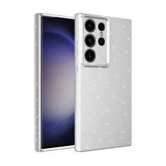 Samsung Galaxy S24 Ultra Kılıf Kamera Korumalı Simli Lüks Koton Kapak Siyah