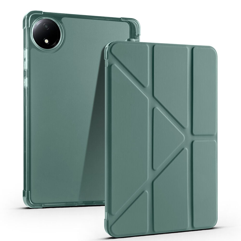 Xiaomi Redmi Pad SE 8.7 Kılıf Tri Folding Kalem Bölmeli Standlı Kılıf Koyu Yeşil