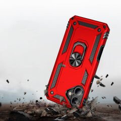 iPhone 16 Plus Kılıf Vega Tank Sert Yüzüklü Standlı Zırh Koruma Kapak Siyah