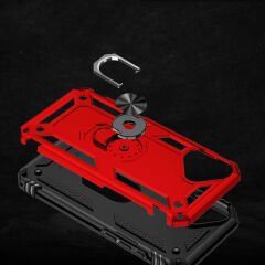 iPhone 16 Plus Kılıf Vega Tank Sert Yüzüklü Standlı Zırh Koruma Kapak Siyah