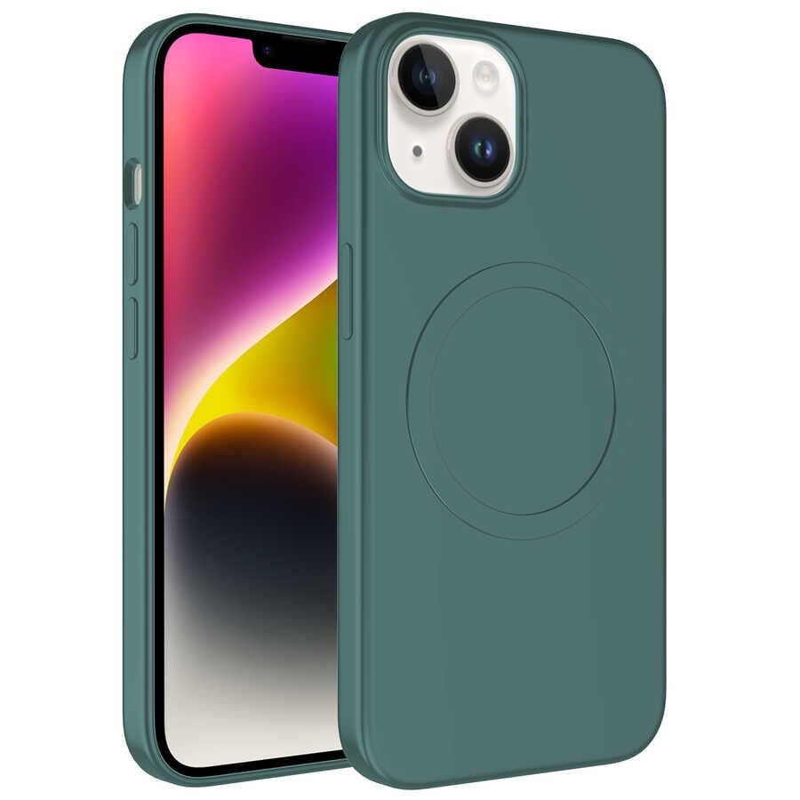 iPhone 14 Kılıf Magsafe Wireless Şarj Özellikli Pastel Renk Silikon Plas Kapak
