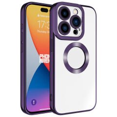 iPhone 15 Pro Kılıf Kamera Korumalı Logo Gösteren Omega Kapak Sierra Mavi