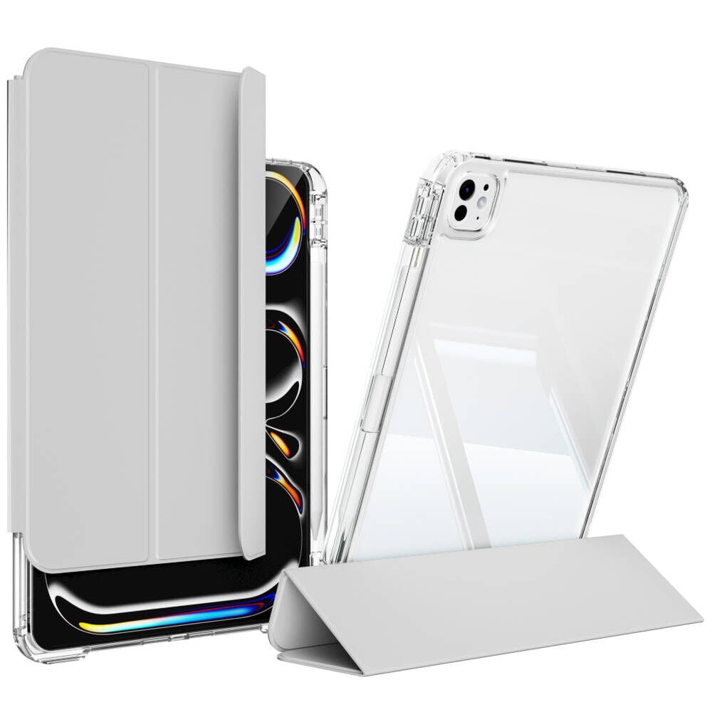 iPad Pro 13 2024 Kılıf Magnetik Ayrılabilen Airbagli Sliding Tablet Kılıfı Gri