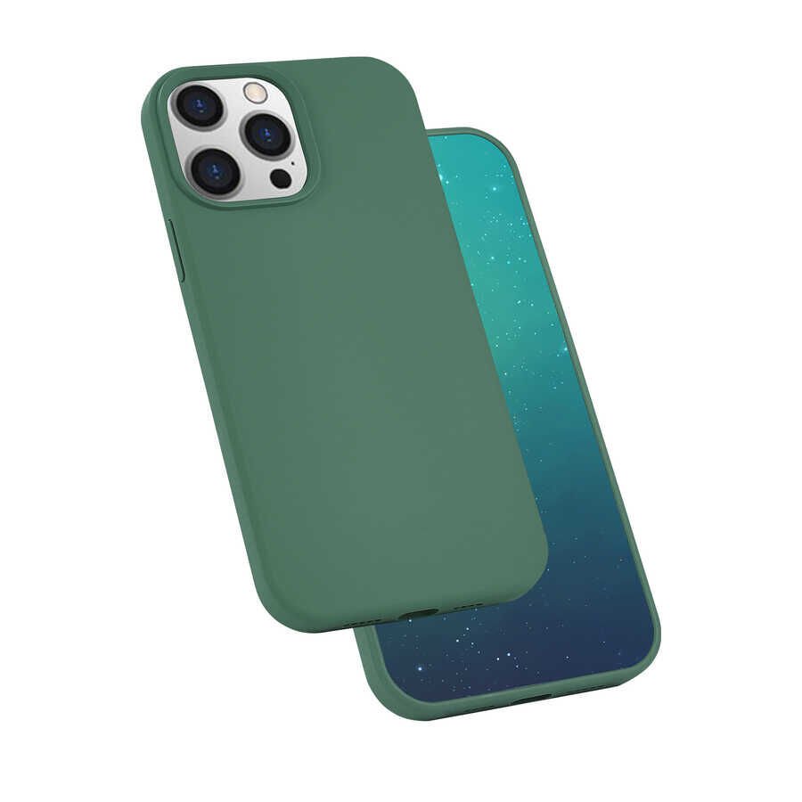 iPhone 13 Pro Kılıf  Silk Silikon Koyu Yeşil