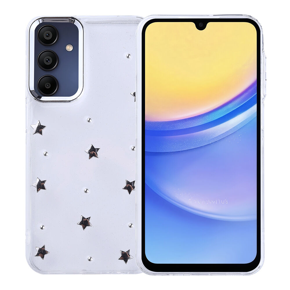 Samsung Galaxy A15 Kılıf Airbag Tasarımlı Simli Şeffaf Kutup Kapak Yıldız