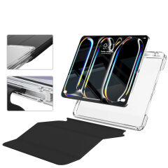 iPad Pro 11 2024 Kılıf Magnetik Ayrılabilen Airbagli Sliding Tablet Kılıfı Siyah