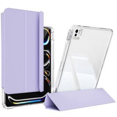 iPad Pro 11 2024 Kılıf Magnetik Ayrılabilen Airbagli Sliding Tablet Kılıfı Lavender