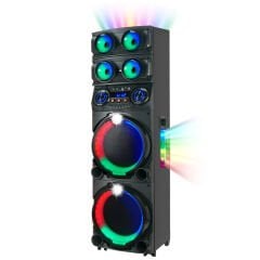 GD-2126 Dijital LED Göstergeli FM Radyolu Mikrofonlu RGB TWS Çift 12 inç Stereo Bass Kablosuz Karaoke Hoparlör