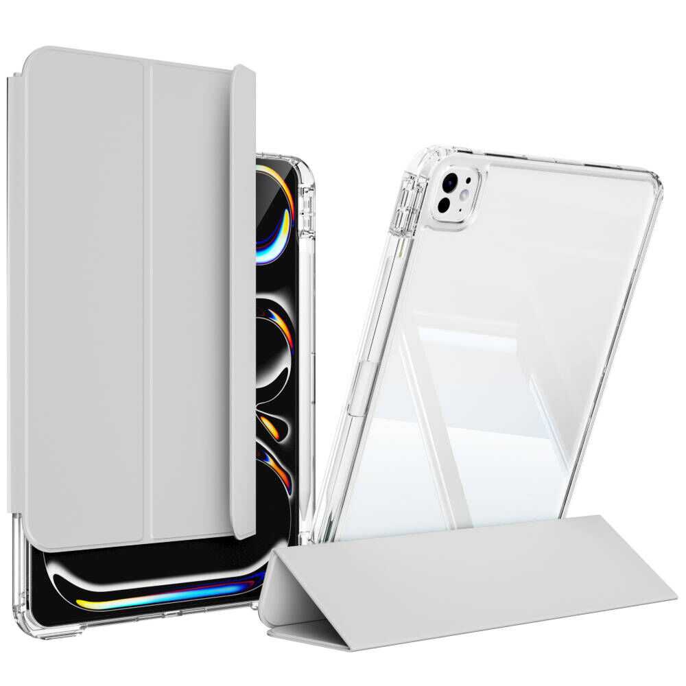 iPad Pro 11 2024 Kılıf Magnetik Ayrılabilen Airbagli Sliding Tablet Kılıfı Gri