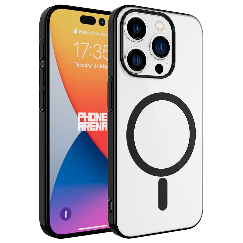 iPhone 15 Pro Kılıf Wireless Şarj Özellikli Pixel Magsafe Kapak Siyah