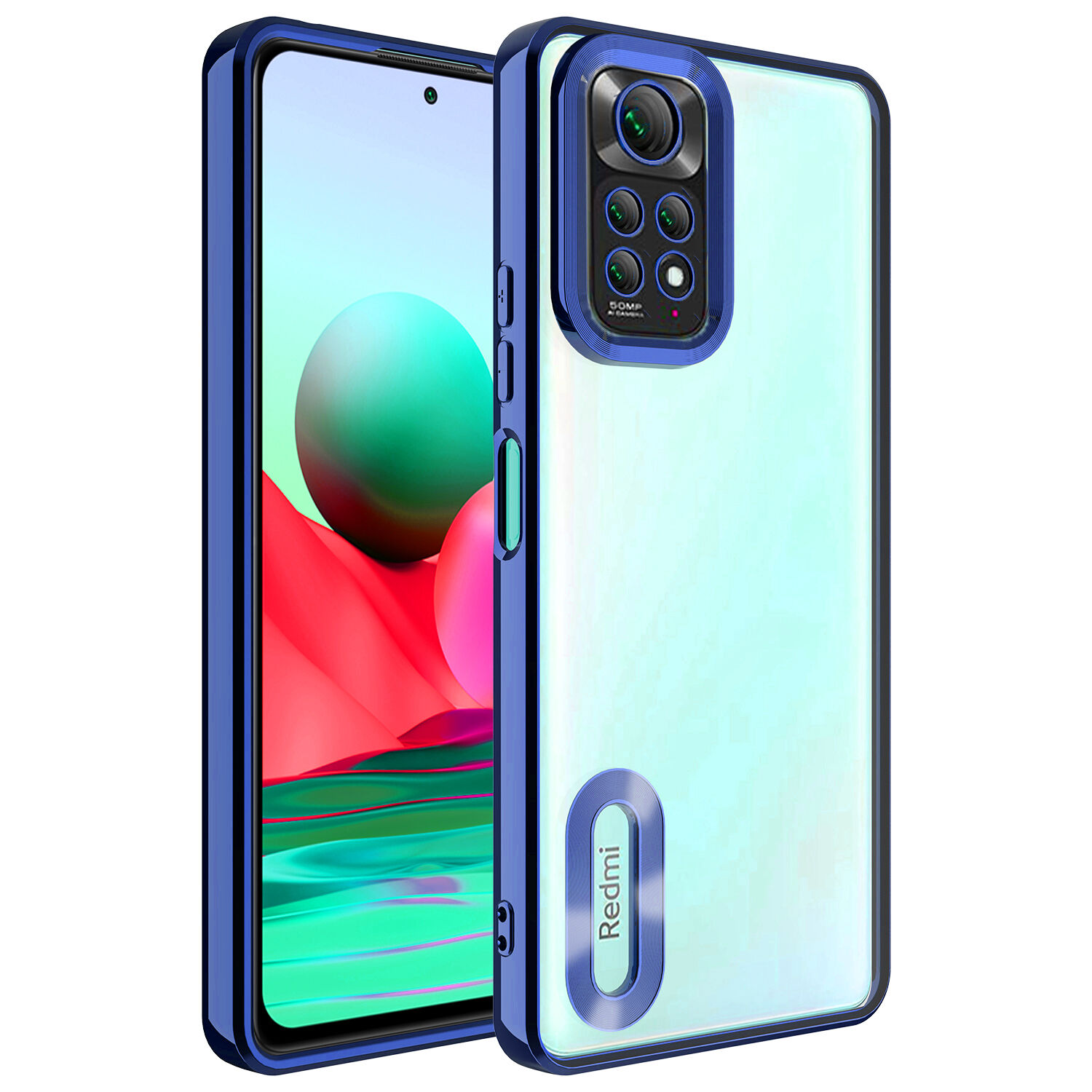Xiaomi Redmi Note 11 Global Kılıf Kamera Korumalı Logo Gösteren Omega Kapak Lacivert