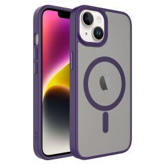 iPhone 14 Kılıf Mat Arka Yüzey Wireless Şarj Özellikli Flet Magsafe Kapak