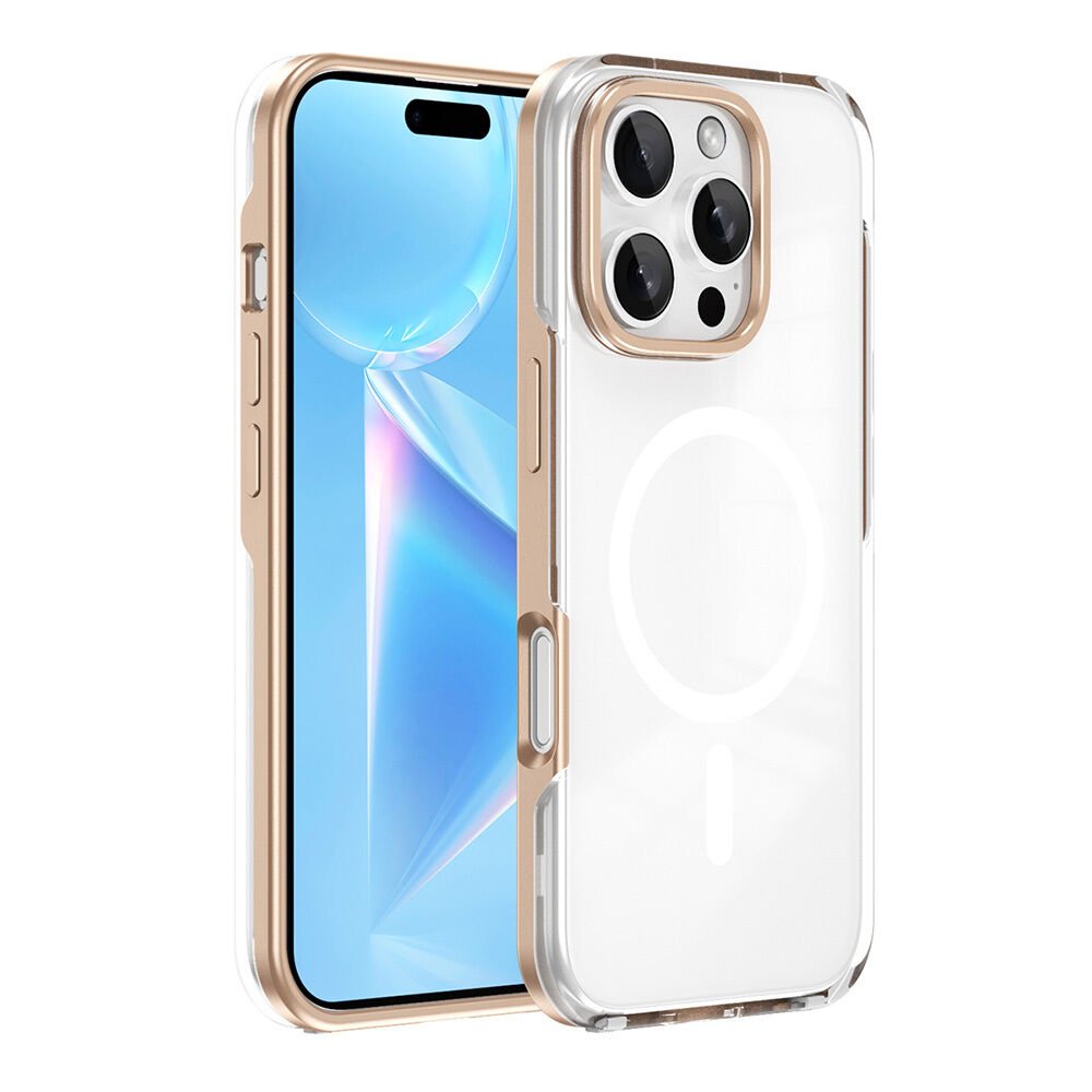 iPhone 16 Pro Kılıf Magsafe Şarj Özellikli Çıkarılabilir Arka Yüzeyli Polar Kapak Gold