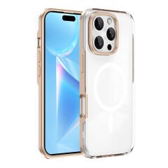 iPhone 16 Pro Kılıf Magsafe Şarj Özellikli Çıkarılabilir Arka Yüzeyli Polar Kapak Gold