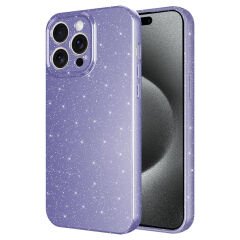 iPhone 15 Pro Kılıf Kamera Korumalı Simli Lüks Koton Kapak