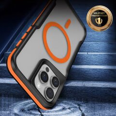 iPhone 16 Pro Max Kılıf Magsafe Şarj Özellikli Renkli Kenar Airbag Şeritli Lamer Kapak