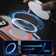 iPhone 16 Pro Max Kılıf Magsafe Şarj Özellikli Renkli Kenar Airbag Şeritli Lamer Kapak