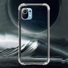 Xiaomi Mi 11 Lite Kılıf Nitro Anti Shock Darbe Emici Köşe Korumalı Şeffaf Silikon Kapak Renksiz
