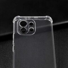Xiaomi Mi 11 Lite Kılıf Nitro Anti Shock Darbe Emici Köşe Korumalı Şeffaf Silikon Kapak Renksiz