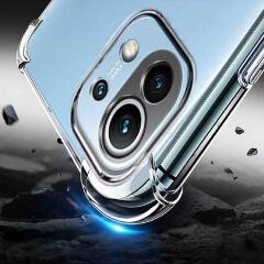 Xiaomi Mi 11 Lite Kılıf Nitro Anti Shock Darbe Emici Köşe Korumalı Şeffaf Silikon Kapak Renksiz