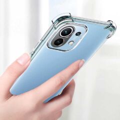 Xiaomi Mi 11 Lite Kılıf Nitro Anti Shock Darbe Emici Köşe Korumalı Şeffaf Silikon Kapak Renksiz
