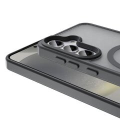 Samsung Galaxy S25 Plus Kılıf Kablosuz Şarj Özellikli Mat Arka Yüzey Sio Kapak Gri