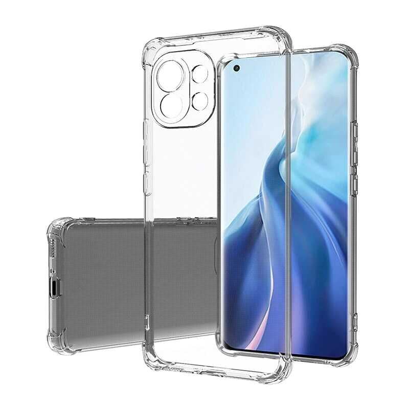 Xiaomi Mi 11 Lite Kılıf Nitro Anti Shock Darbe Emici Köşe Korumalı Şeffaf Silikon Kapak Renksiz