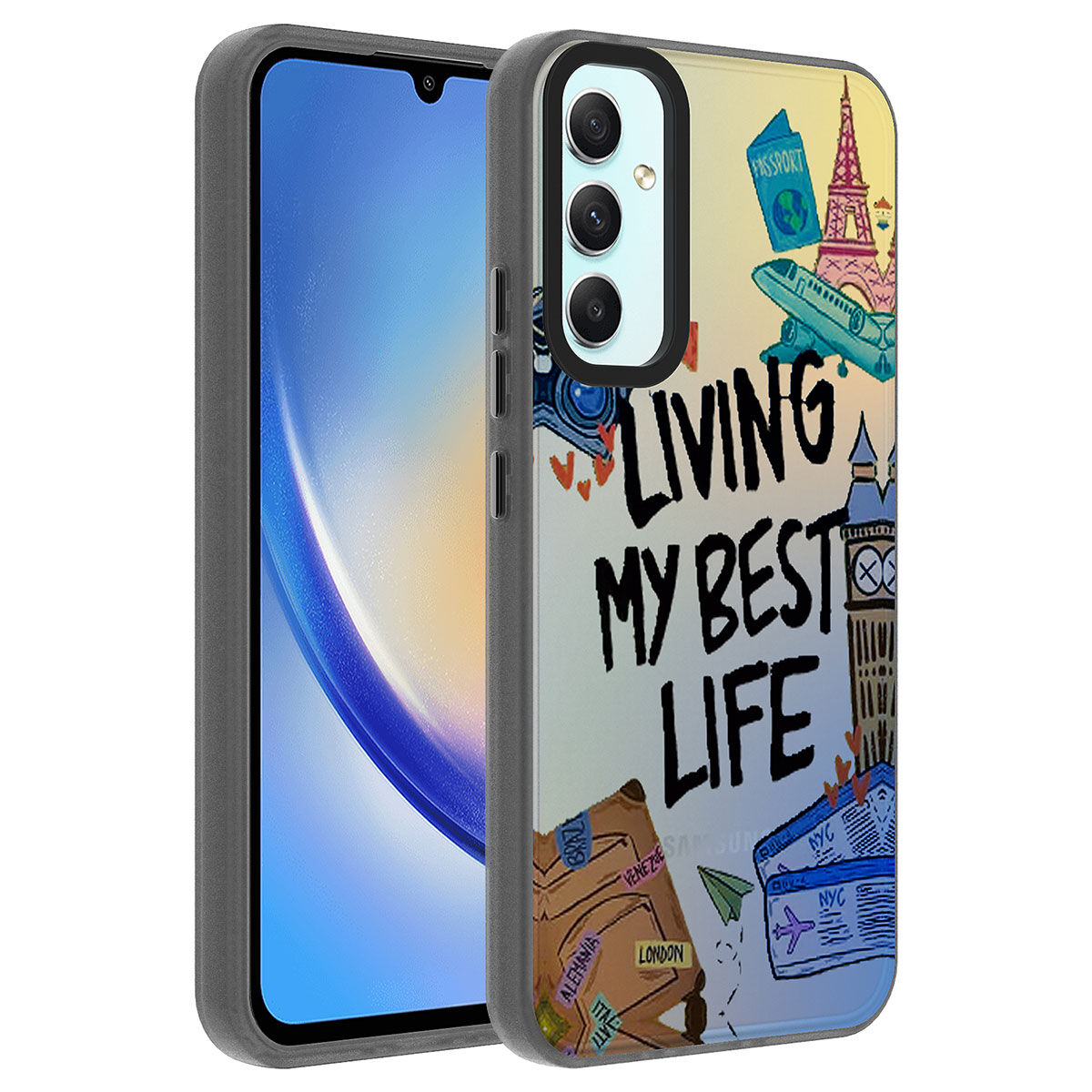 Samsung Galaxy A34 Kılıf Desenli Dragon Sert Kapak Kılıf Seyahat