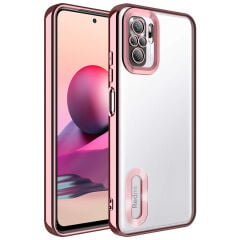 Xiaomi Redmi Note 10S Kılıf Kamera Korumalı Logo Gösteren Omega Kapak kılıf Gold