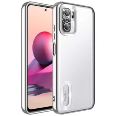 Xiaomi Redmi Note 10S Kılıf Kamera Korumalı Logo Gösteren Omega Kapak kılıf Gold